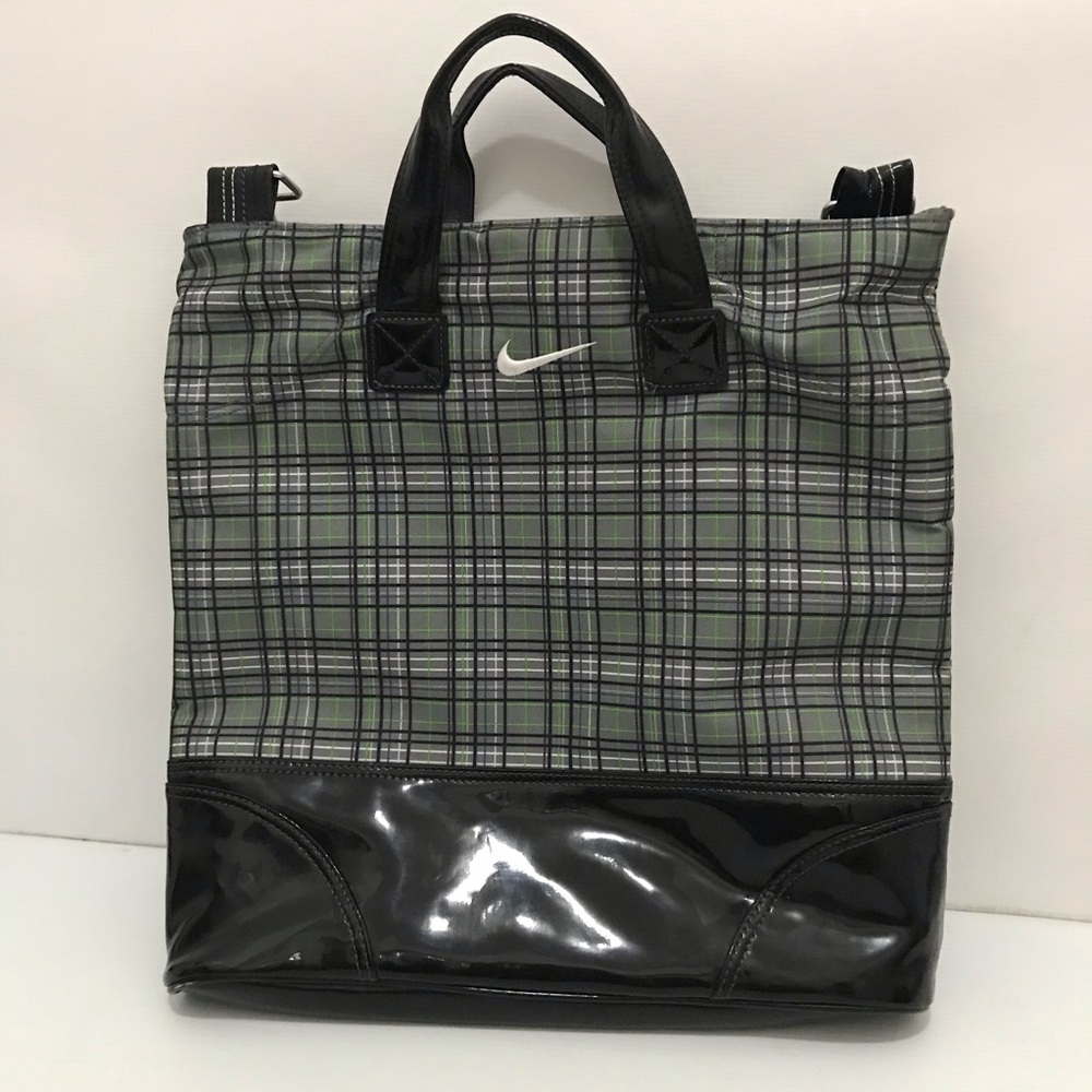 Nike Plaid Black and Gray Men's Gym Bag